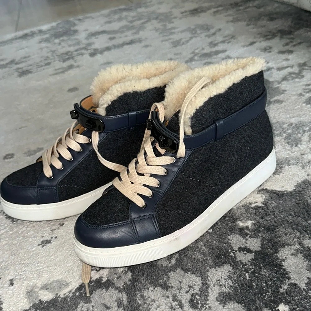 Coach Gray Wool Sherpa lined Richmond high top sneakers